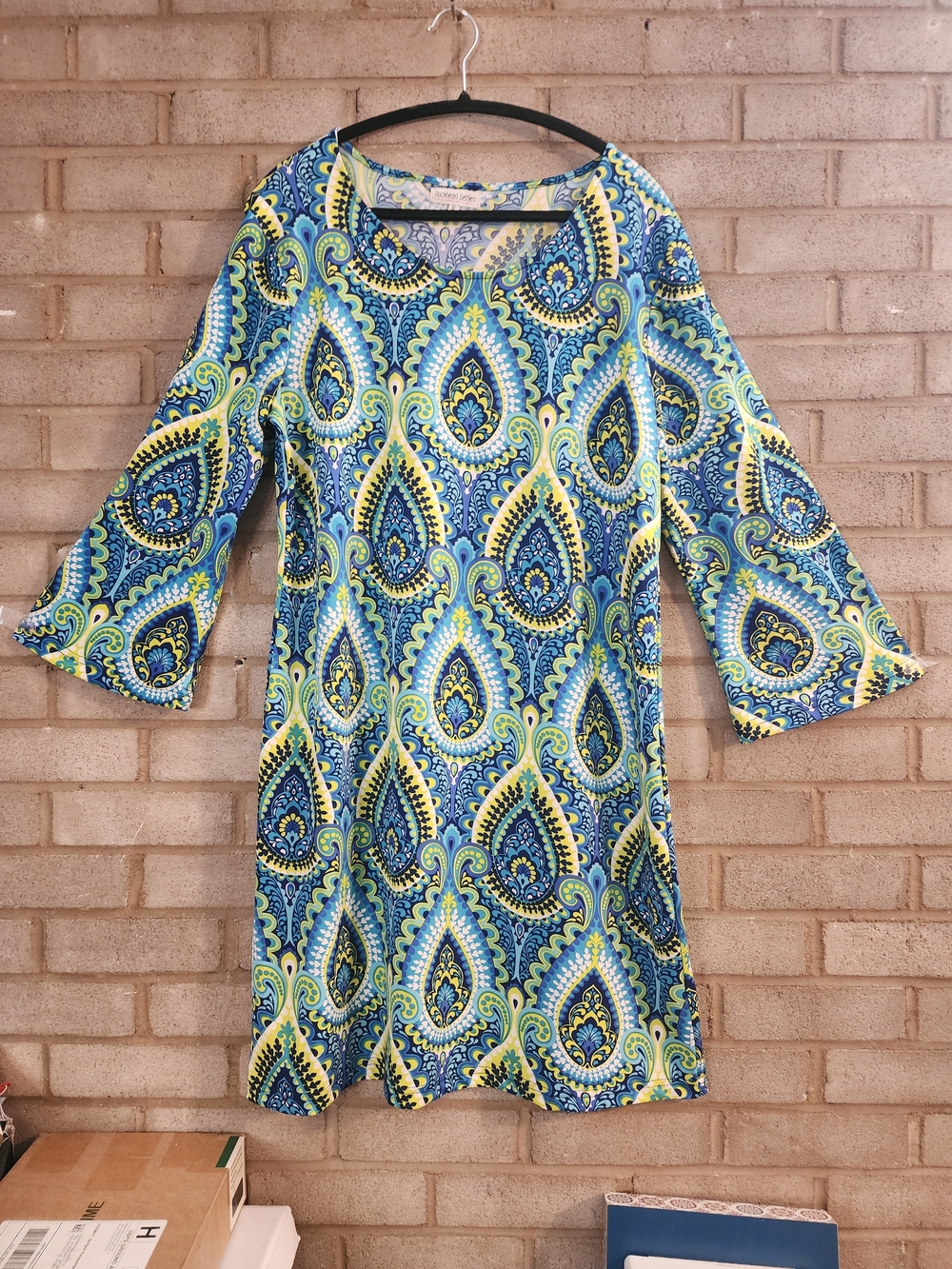 Blue & Green Paisley Midi Dress